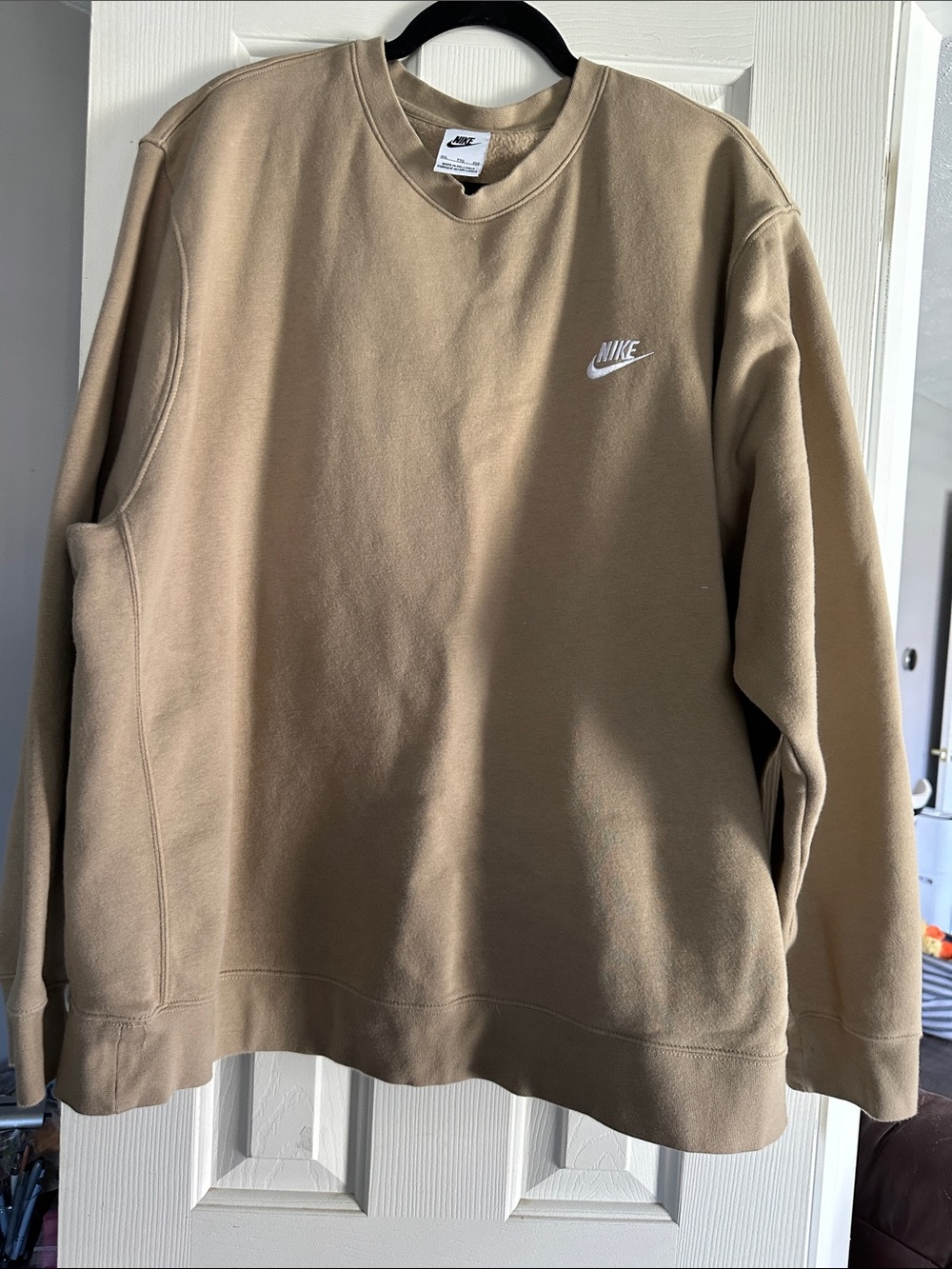 Nike Men's Crewneck Sweatshirt in Tan with White Logo